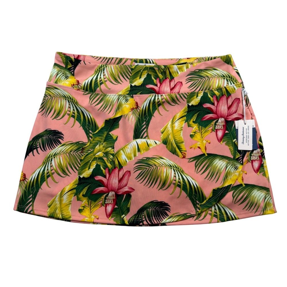 NEW Tommy Bahama Skort Women Large Tropical Floral Palm Everyday Active UPF 50